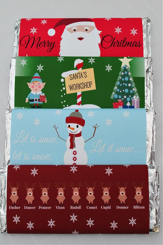 4 Christmas chocolate bar wrappers