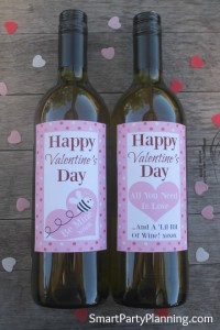 Printable wine bottle labels make the perfect gift for Valentines day. Simply print and attach to a favorite bottle of wine. Easy & affordable gift.