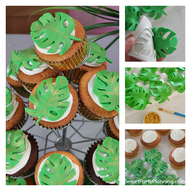 How to easily make tropical leaf cupcakes How to easily make tropical leaf cupcakes