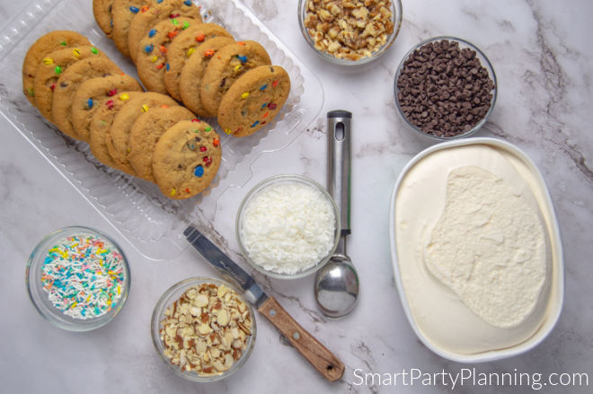 Ingredients-for-MnM-Cookie-Ice-Cream-Sandwiches