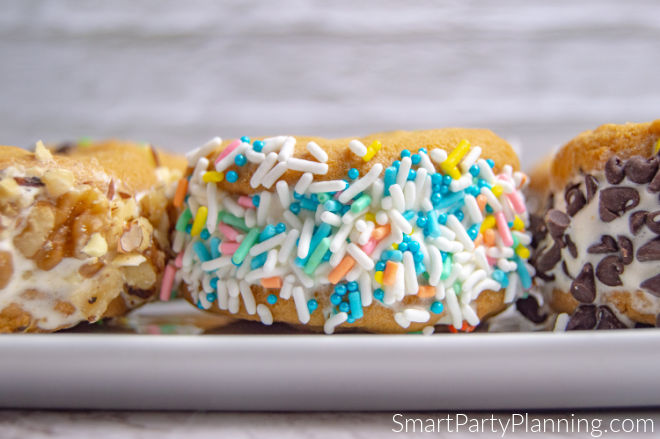 Delicious MnM cookie ice cream sandwiches