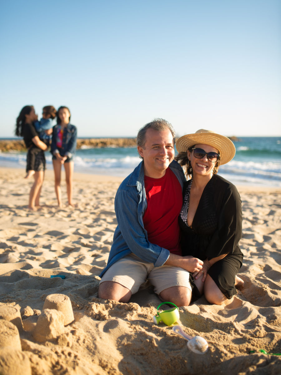 Family enjoying the beach on mothers day