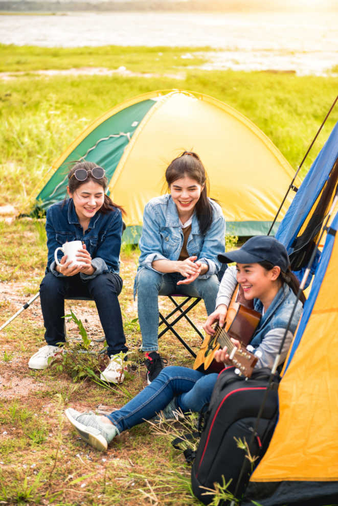 Teenagers camping