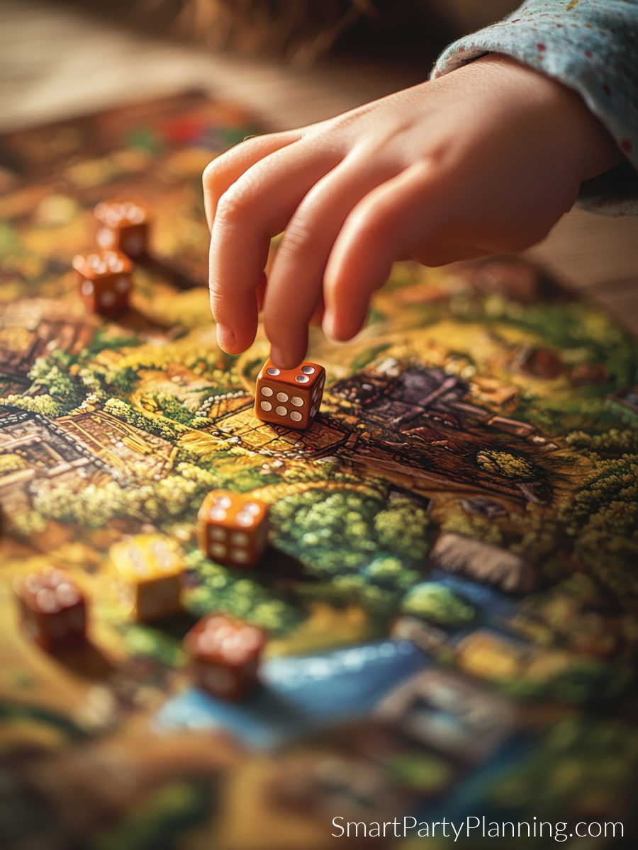 Child playing a mystery board game.